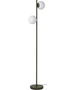 ATHM DESIGN Lampadaire Abat Jour Verre Pied Metal Brossé Marron -Boutique Belamp lampadaire abat jour verre pied metal brosse vert kaki retro