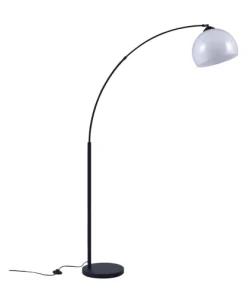 Altobuy Lampadaire Arc En Métal Noir Abat-jour Acrylique Blanc
