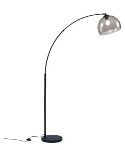 Altobuy Lampadaire Arc En Métal Noir Abat-jour Acrylique Fumé Violet