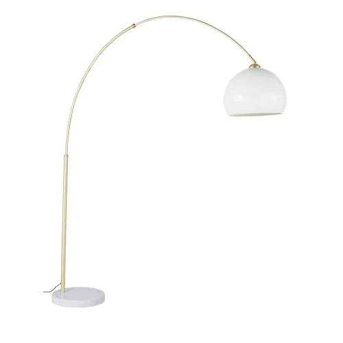 Maisons Du Monde Lampadaire Arqué En Métal Doré, Marbre Blanc Et Abat-jour Teinté Crème H195 1 Maisons Du Monde Lampadaire Arqué En Métal Doré, Marbre Blanc Et Abat-jour Teinté Crème H195