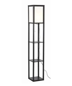 Altobuy Lampadaire Avec 3 Etagères En Bois Noir -Boutique Belamp lampadaire avec 3 etageres en bois noir 2