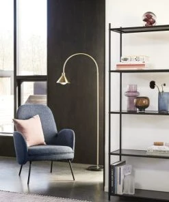 Hubsch Lampadaire Avec Base En Marbre En Noir Et Laiton -Boutique Belamp lampadaire avec base en marbre en noir et laiton 2