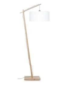 Good & Mojo Lampadaire Bambou Et Lin Naturel Blanc H176cm