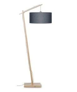 Good & Mojo Lampadaire Bambou Et Lin Naturel Gris H176cm