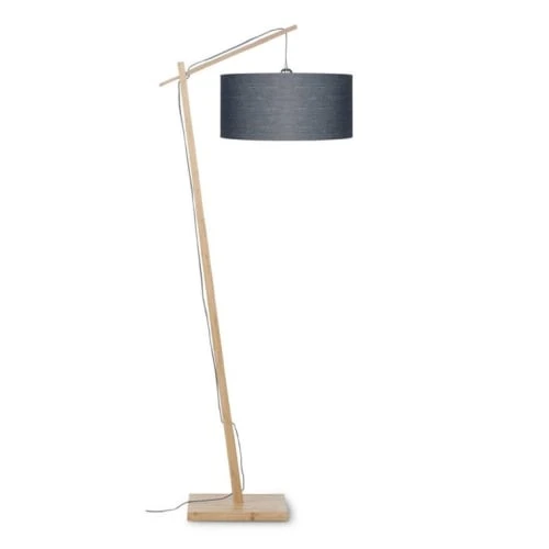 Good & Mojo Lampadaire Bambou Et Lin Naturel Gris H176cm 1 Good & Mojo Lampadaire Bambou Et Lin Naturel Gris H176cm