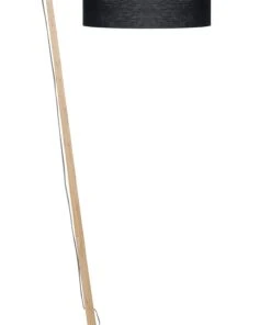 Good & Mojo Lampadaire Bambou Et Lin Naturel Noir H176cm