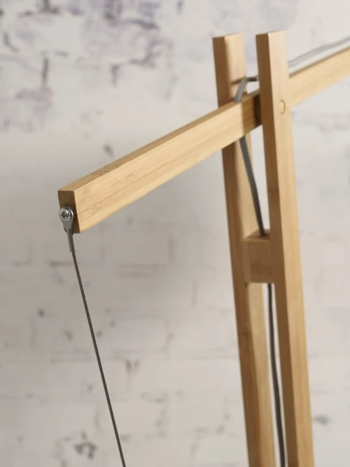 Good & Mojo Lampadaire Bambou/lin Gris Clair H207cm 4 Good & Mojo Lampadaire Bambou/lin Gris Clair H207cm – Image 4