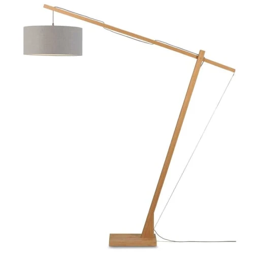Good & Mojo Lampadaire Bambou/lin Gris Clair H207cm 1 Good & Mojo Lampadaire Bambou/lin Gris Clair H207cm