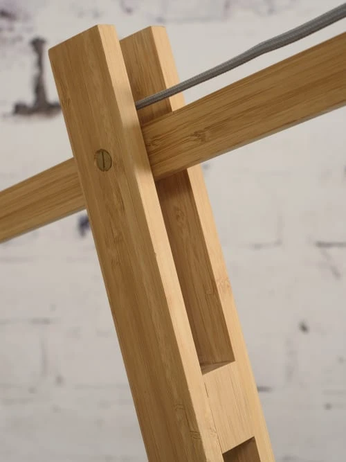 Good & Mojo Lampadaire Bambou/lin Gris H207cm 3 Good & Mojo Lampadaire Bambou/lin Gris H207cm – Image 3