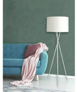 Altobuy Lampadaire Blanc 160cm Piètement Trépied Métal -Boutique Belamp lampadaire blanc 160cm pietement trepied metal 3