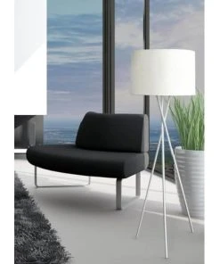 Altobuy Lampadaire Blanc 160cm Piètement Trépied Métal -Boutique Belamp lampadaire blanc 160cm pietement trepied metal 4