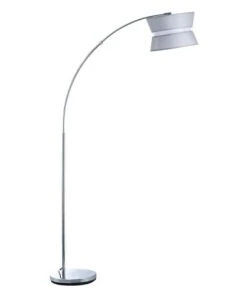 Altobuy Lampadaire Déporté En Métal Et Abat-jour Tissu Gris