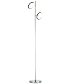 HOMCOM Lampadaire Design 2 Spots LED Orientables H.165 Cm Métal Chromé