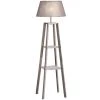 HOMCOM Lampadaire Design Contemporain 2 étagères H148 Cm Pin Lin Gris