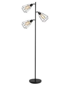 HOMCOM Lampadaire Design Industriel 3 Ampoules H165 Cm Noir