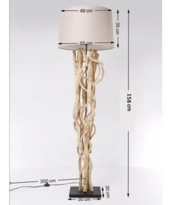 Kare Design Lampadaire En Acacia Massif Et Abat-jour En Coton H158 -Boutique Belamp lampadaire en acacia massif et abat jour en coton h158 3