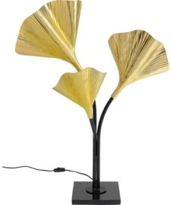 Kare Design Lampadaire En Acier 3 Abat-jours Feuilles Ginkgo Dorées H83