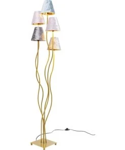 Kare Design Lampadaire En Acier Doré 5 Abat-jours En Velours H163 -Boutique Belamp lampadaire en acier dore 5 abat jours en velours h163 3