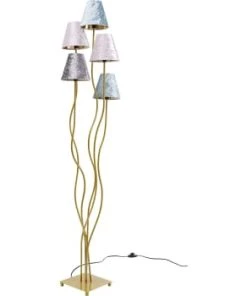 Kare Design Lampadaire En Acier Doré 5 Abat-jours En Velours H163 -Boutique Belamp lampadaire en acier dore 5 abat jours en velours h163 5