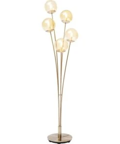 Kare Design Lampadaire En Acier Doré 5 Abat-jours En Verre H158 -Boutique Belamp lampadaire en acier dore 5 abat jours en verre h158 3