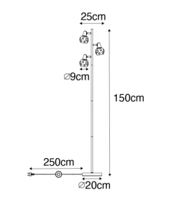 QAZQA Lampadaire En Acier Doré/laiton -Boutique Belamp lampadaire en acier dore laiton 4