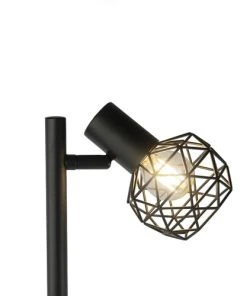 QAZQA Lampadaire En Acier Noir -Boutique Belamp lampadaire en acier noir 1