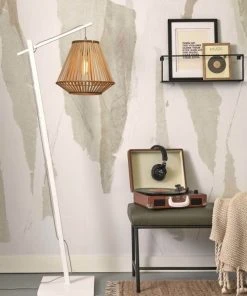 Good & Mojo Lampadaire En Bambou Abat-jour En Bambou Blanc/naturel, H. 150cm -Boutique Belamp lampadaire en bambou abat jour en bambou blanc naturel h 150cm 8