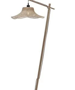 Good & Mojo Lampadaire En Bambou Abat-jour En Bambou Naturel, H. 150cm