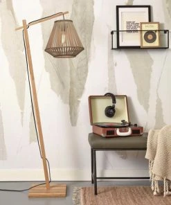 Good & Mojo Lampadaire En Bambou Abat-jour En Bambou Naturel, H. 150cm -Boutique Belamp lampadaire en bambou abat jour en bambou naturel h 150cm 2