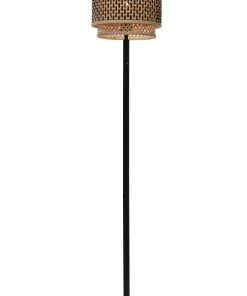 Good & Mojo Lampadaire En Bambou Abat-jour En Bambou Naturel/noir, H. 130cm