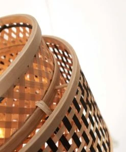 Good & Mojo Lampadaire En Bambou Abat-jour En Bambou Naturel/noir, H. 130cm -Boutique Belamp lampadaire en bambou abat jour en bambou naturel noir h 130cm 3
