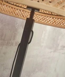 Good & Mojo Lampadaire En Bambou Abat-jour En Bambou Naturel/noir, H. 130cm -Boutique Belamp lampadaire en bambou abat jour en bambou naturel noir h 130cm 5