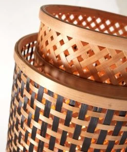 Good & Mojo Lampadaire En Bambou Abat-jour En Bambou Naturel/noir, H. 135cm -Boutique Belamp lampadaire en bambou abat jour en bambou naturel noir h 135cm 4