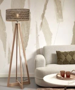 Good & Mojo Lampadaire En Bambou Abat-jour En Bambou Naturel/noir, H. 145cm -Boutique Belamp lampadaire en bambou abat jour en bambou naturel noir h 145cm 2