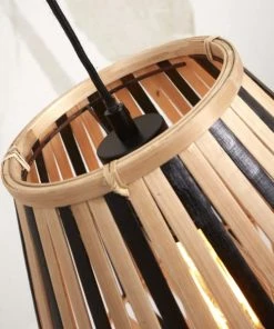 Good & Mojo Lampadaire En Bambou Abat-jour En Bambou Naturel/noir, H. 150cm -Boutique Belamp lampadaire en bambou abat jour en bambou naturel noir h 150cm 10