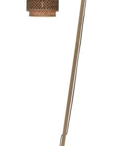 Good & Mojo Lampadaire En Bambou Abat-jour En Bambou Naturel/noir, H. 150cm