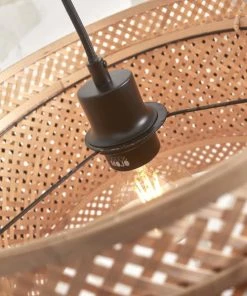 Good & Mojo Lampadaire En Bambou Abat-jour En Bambou Naturel/noir, H. 150cm -Boutique Belamp lampadaire en bambou abat jour en bambou naturel noir h 150cm 15