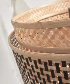 Good & Mojo Lampadaire En Bambou Abat-jour En Bambou Naturel/noir, H. 150cm -Boutique Belamp lampadaire en bambou abat jour en bambou naturel noir h 150cm 16