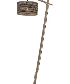 Good & Mojo Lampadaire En Bambou Abat-jour En Bambou Naturel/noir, H. 150cm