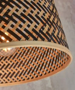 Good & Mojo Lampadaire En Bambou Abat-jour En Bambou Naturel/noir, H. 150cm -Boutique Belamp lampadaire en bambou abat jour en bambou naturel noir h 150cm 3