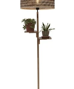Good & Mojo Lampadaire En Bambou Abat-jour En Bambou Naturel/noir, H. 158cm