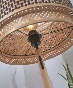 Good & Mojo Lampadaire En Bambou Abat-jour En Bambou Naturel/noir, H. 160cm -Boutique Belamp lampadaire en bambou abat jour en bambou naturel noir h 160cm 9