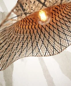 Good & Mojo Lampadaire En Bambou Abat-jour En Bambou Naturel/noir, H. 176cm -Boutique Belamp lampadaire en bambou abat jour en bambou naturel noir h 176cm 3