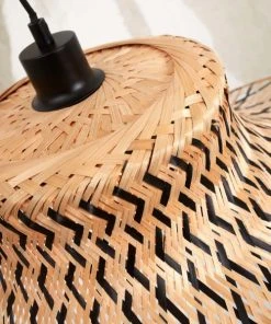 Good & Mojo Lampadaire En Bambou Abat-jour En Bambou Naturel/noir, H. 176cm -Boutique Belamp lampadaire en bambou abat jour en bambou naturel noir h 176cm 4