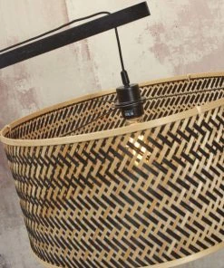 Good & Mojo Lampadaire En Bambou Abat-jour En Bambou Naturel/noir, H. 207cm -Boutique Belamp lampadaire en bambou abat jour en bambou naturel noir h 207cm 4