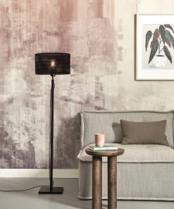 Good & Mojo Lampadaire En Bambou Abat-jour En Bambou Noir, H. 128cm -Boutique Belamp lampadaire en bambou abat jour en bambou noir h 128cm 2