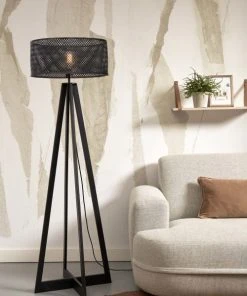 Good & Mojo Lampadaire En Bambou Abat-jour En Bambou Noir, H. 145cm -Boutique Belamp lampadaire en bambou abat jour en bambou noir h 145cm 8