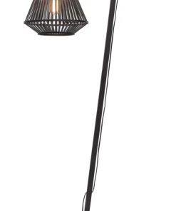 Good & Mojo Lampadaire En Bambou Abat-jour En Bambou Noir, H. 150cm