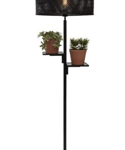 Good & Mojo Lampadaire En Bambou Abat-jour En Bambou Noir, H. 158cm