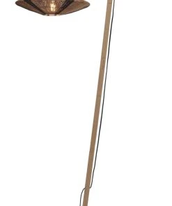 Good & Mojo Lampadaire En Bambou Abat-jour En Jute Naturel/noir, H. 150cm